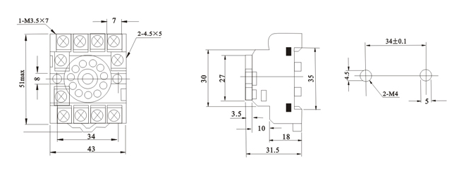 Relay socket PF113A 3